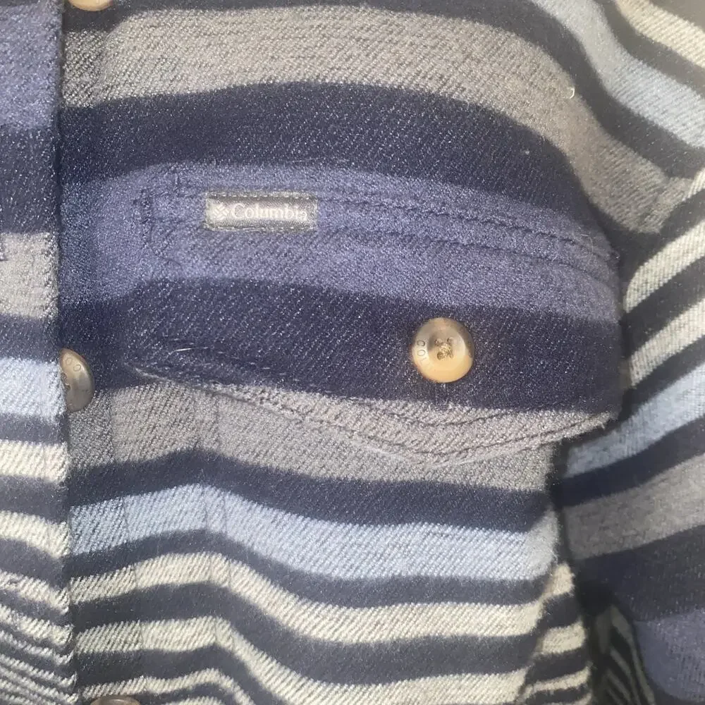 Columbia Shacket Blue Striped Mens Size Medium